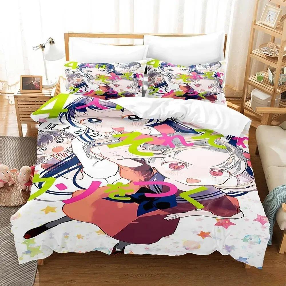 3D Anime Yo-nin Wa Sorezore Uso Wo Tsuku Bedding Set Single Twin Full Queen King Size Bed Set Adult Kid Bedroom Duvet Cover Sets