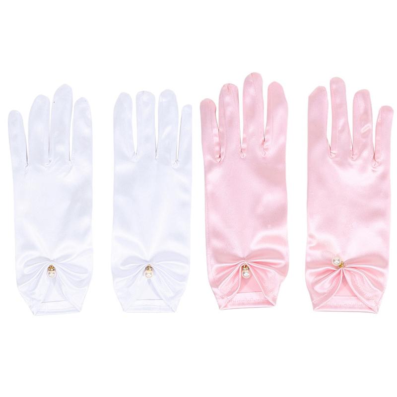 Retro Satin Hochzeitskleid Handschuhe Kurz Elegant Blütenblatt Perle Brauthandschuhe Vielseitige Tanz Atmungsaktive Fahrhandschuhe