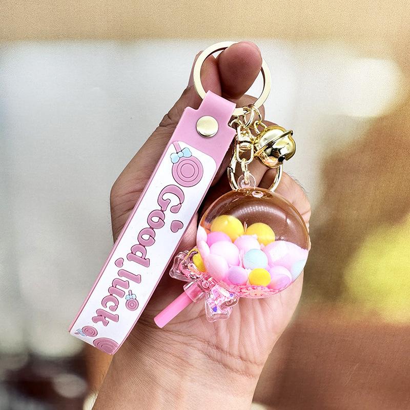 Liquid Quicksand Bottle, Lollipop, Cute Colored Beans, Keychain, Women'S Exquisite Schoolbag Pendant, Children'S Women'S Pendant, Small Gift.