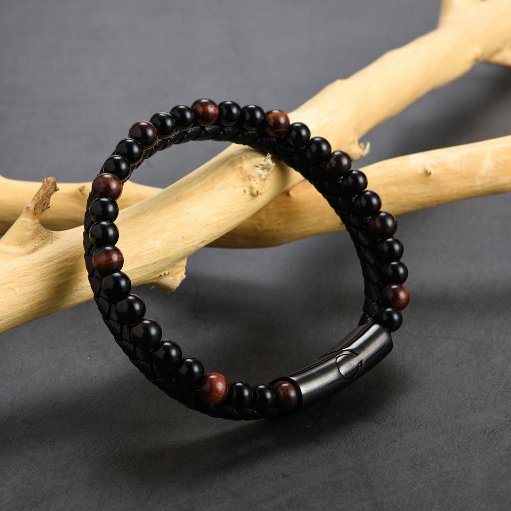 New High-quality Natural Red Tiger's Eye Leather Bracelet, Magnetic Buckle Men's Bracelet