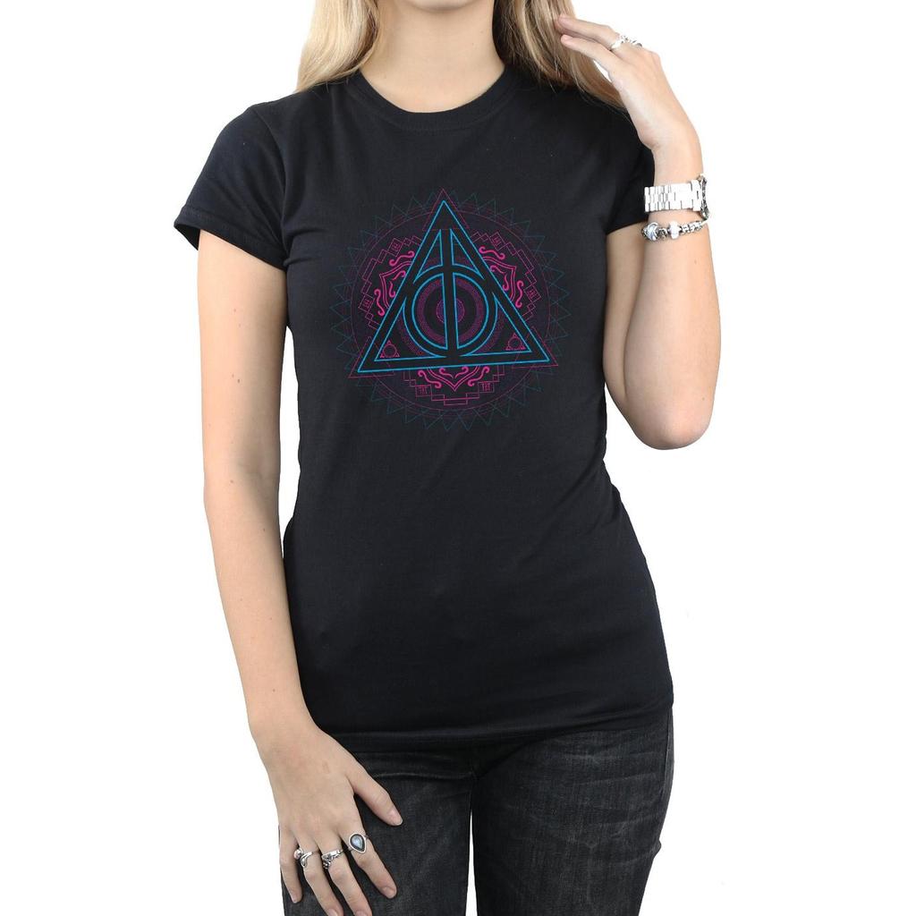 Harry Potter Womens/Ladies Neon Deathly Hallows Cotton T-Shirt