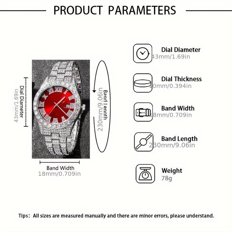 3 Pcs/set Silver Round Rhinestone Quartz Watch and Bracelet with Zinc Alloy Band Zinc Alloy Hands Zinc Alloy Case and Quartz Bracelet Necklace