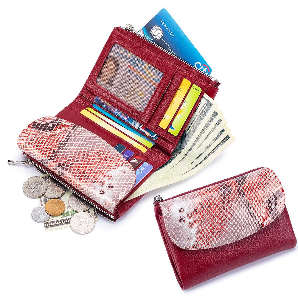 New Short Wallet, Fashionable Women's Soft Leather Texture Clutch Bag, Large Capacity Storage Bag, Snake Pattern Wallet.