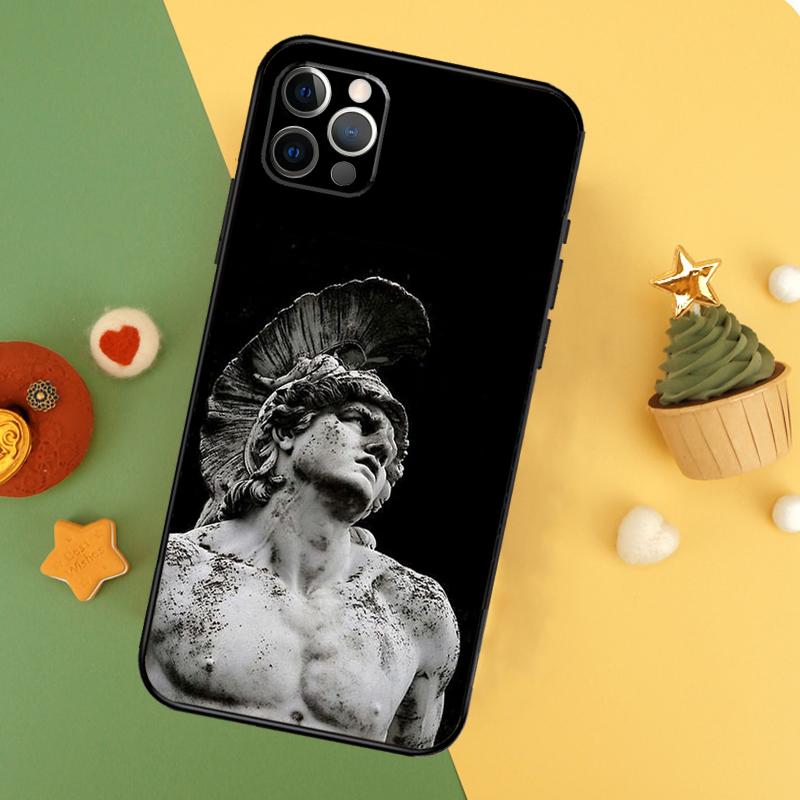 Greek God Statue Face Funda For iPhone 11 12 13 14 16 15 Pro Max Mini XS Max X XR SE2 7 8 14 16 15 Plus Phone Case
