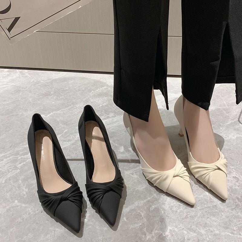 Internet Celebrity Super Soft Elegant High Single Shoes Wind Shu High Heels French Elegant Fairy Small