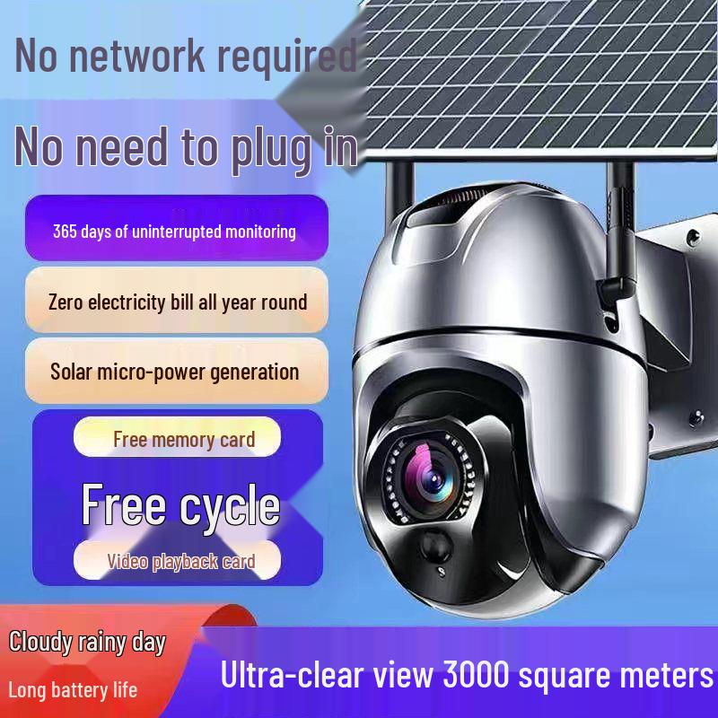 Solar-Powered 360° 4G Security Camera - Mobile-Ready, Full-Color Night Vision, Waterproof for Outdoor Use.