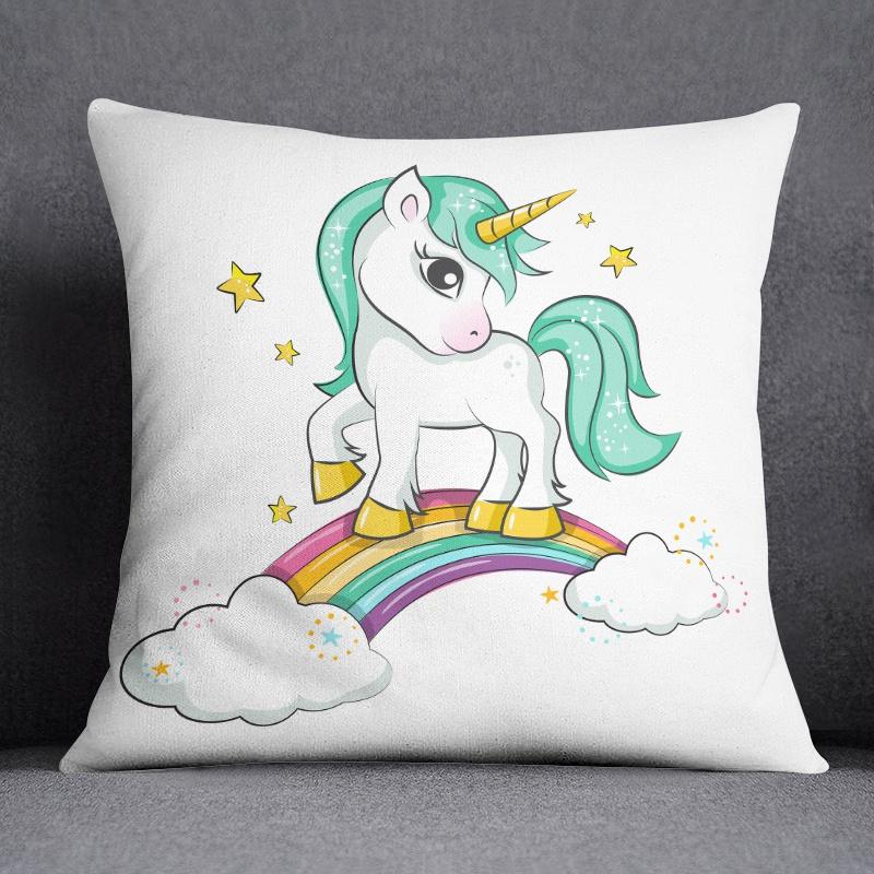 Cartoon Pink Unicorn Collection Pillow Gift Home Office Decor Pillow Bedroom Sofa Car Cushion Cover Pillowcase
