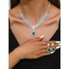 Sapphire Necklace Earrings Bracelet Four-piece Women's Jewelry Wedding Dress