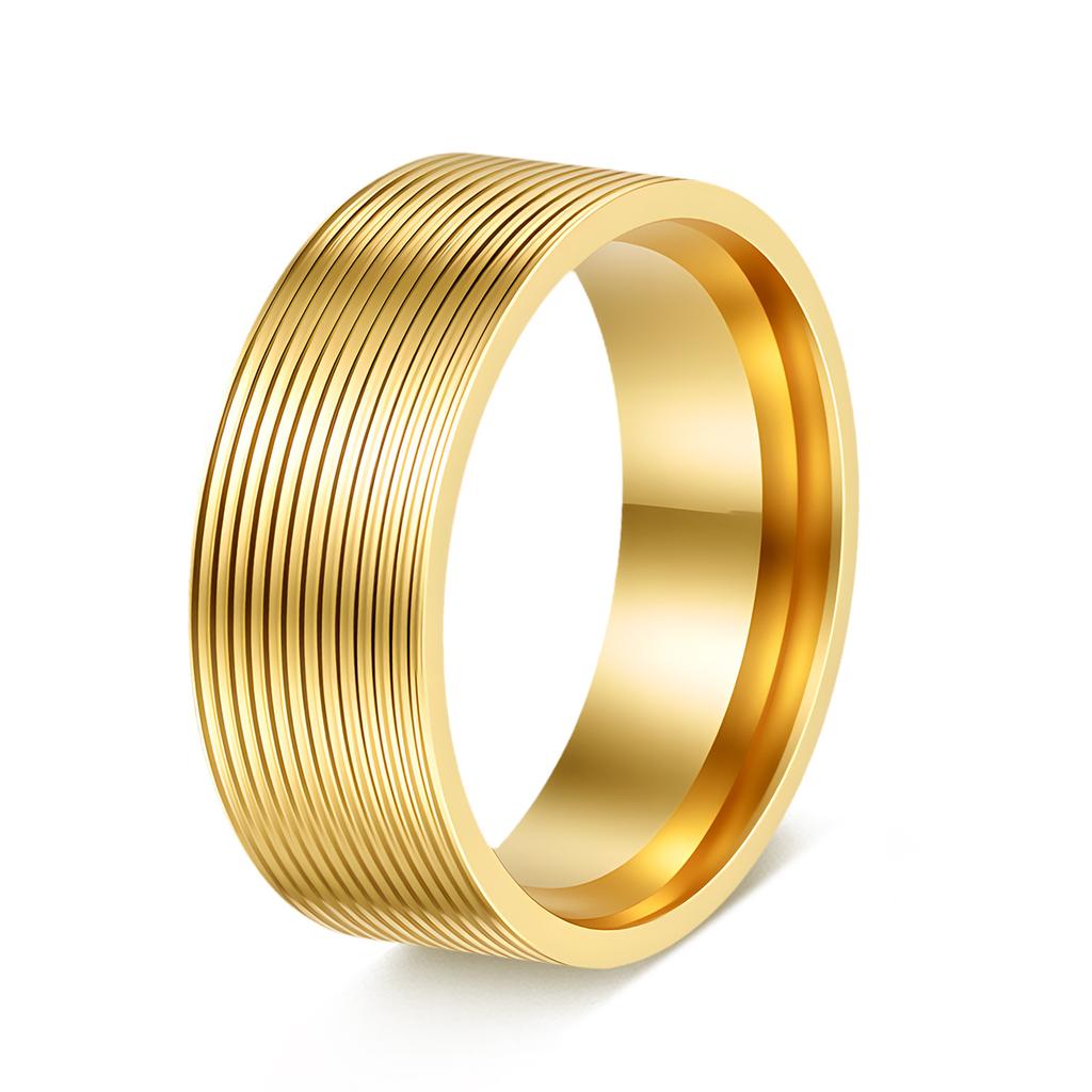 Men's 8mm Threaded Titanium Steel Plated Ring Vacuum Coating Scratch Resistant Band