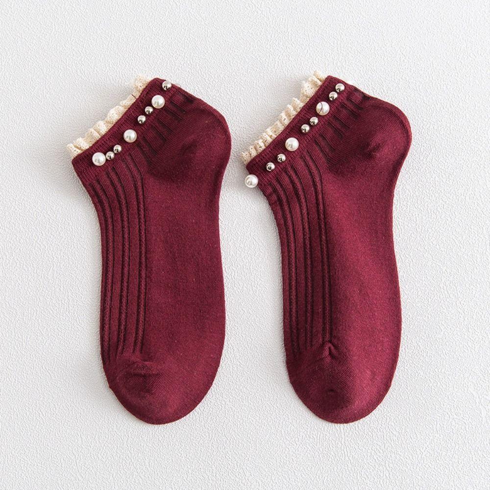 1Pair Breathable Lace Ruffle Socks Elastic White Frilly Socks Women Ankle Socks  Women Girls