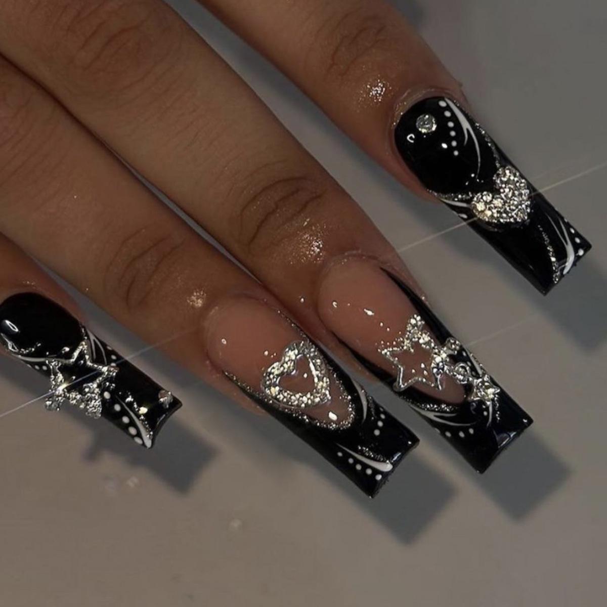 

Chinese Nail Art: Sparkly Star Pendants & Alloy Press-On Nails