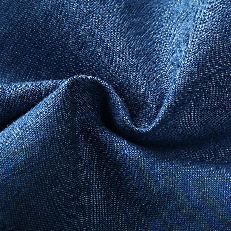 Grenzüberschreitendes Sommer Herren Übergröße Denim Stehkragenhemd