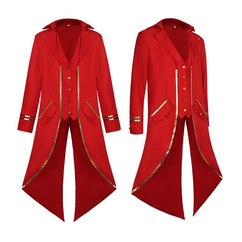 2022 Medieval Gold Trim Swallowtail Coat Halloween Costume