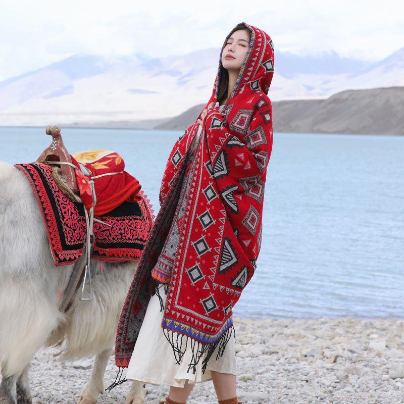 Hudvennlig og pustende Varm og allsidig Hjemme-, høst- og vinterdames reisesjal, tykk kappe, klimaanleggsteppe