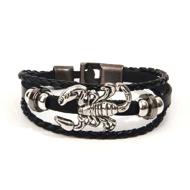 Scorpion Dark Retro Leather Bracelet Simple Scorpion Multi-layered Cowhide Punk Bracelet