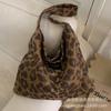 Leopard Print Women's Large Capacity 2025 New Autumn and Winter Casual Suede Shoulder Bag, College Students Commuting Tote Bag