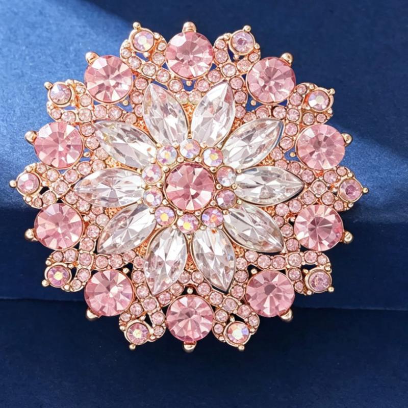Sparkly Green Rhinestone Sunflower Brooch Luxury Flower Lapel Pin for Women Bridal Wedding Dinner Party Accessory