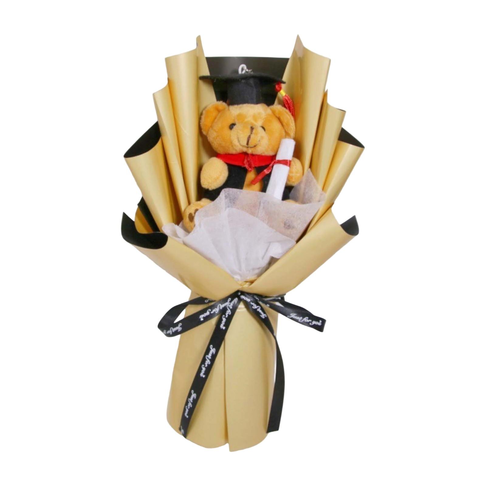 

Выпускной сезон мультяшная кукла цветы для пар и студентов креативные подарки мультяшный вязаный букет кукла One Size чёрный