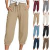 Women's Summer 3/4 Trousers  Summer Trousers With Pockets Causal Loose Trousers Fabric Trousers Sport Leisure Beach Trousers