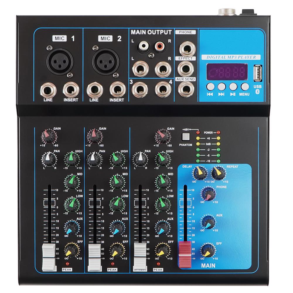 4-Channel USB Sound Card with Mixer and Effects Processor for Live Performance
