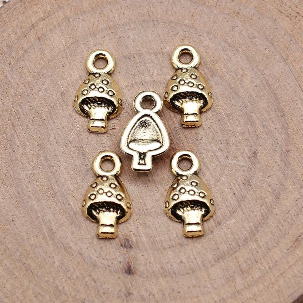 

IFOCUS 40pcs/Lot Mushroom Charms For DIY Jewelry Making Zinc Alloy 13x7mm/0.51x0.28inch