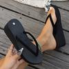 2024 New Fashion Solid Color Flip Flop Flip-Flop Wedge Fashionable Summer Comfortable and Lightweight Outer Shoes for Women