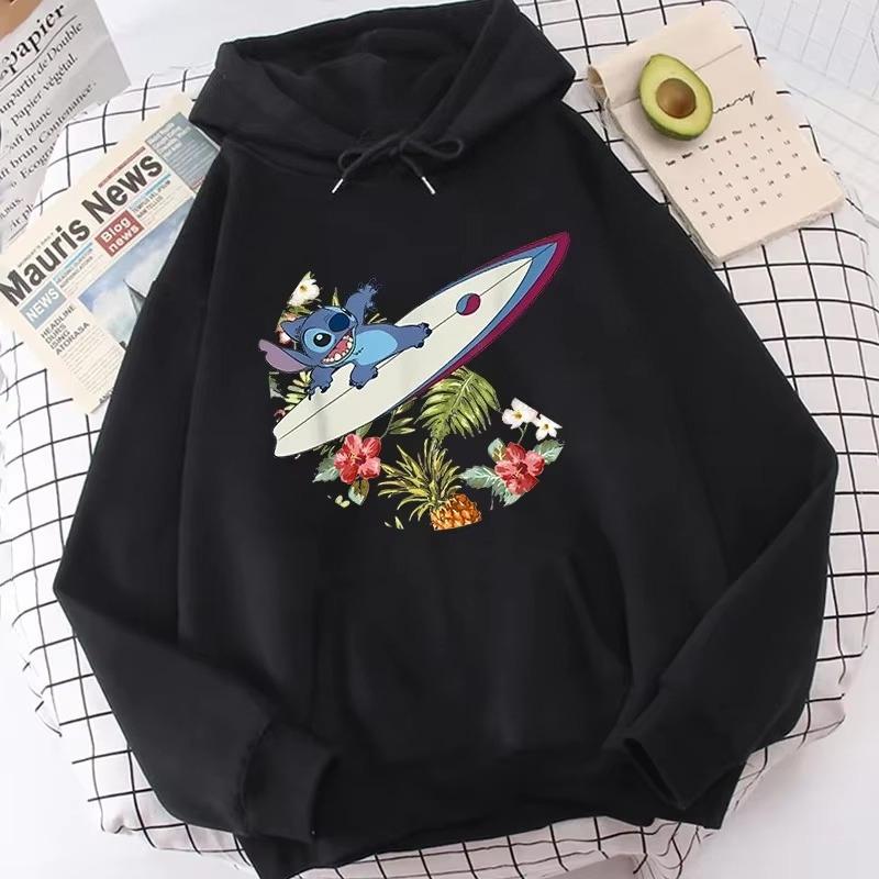 Lilo & Stitch Print Hoodie Cute Cartoon Disney Graphic Sweatshirt Autumn and Winter Men and Women Casual Long-sleeved Jumper Top