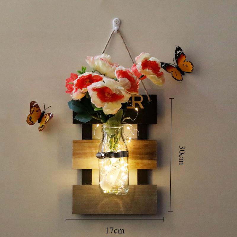 Wall Decoration Ins Style Wall Lamp Nordic Originality Plant Butterfly Background Home Decor Wall Lights Vase Lamp for Bedroom