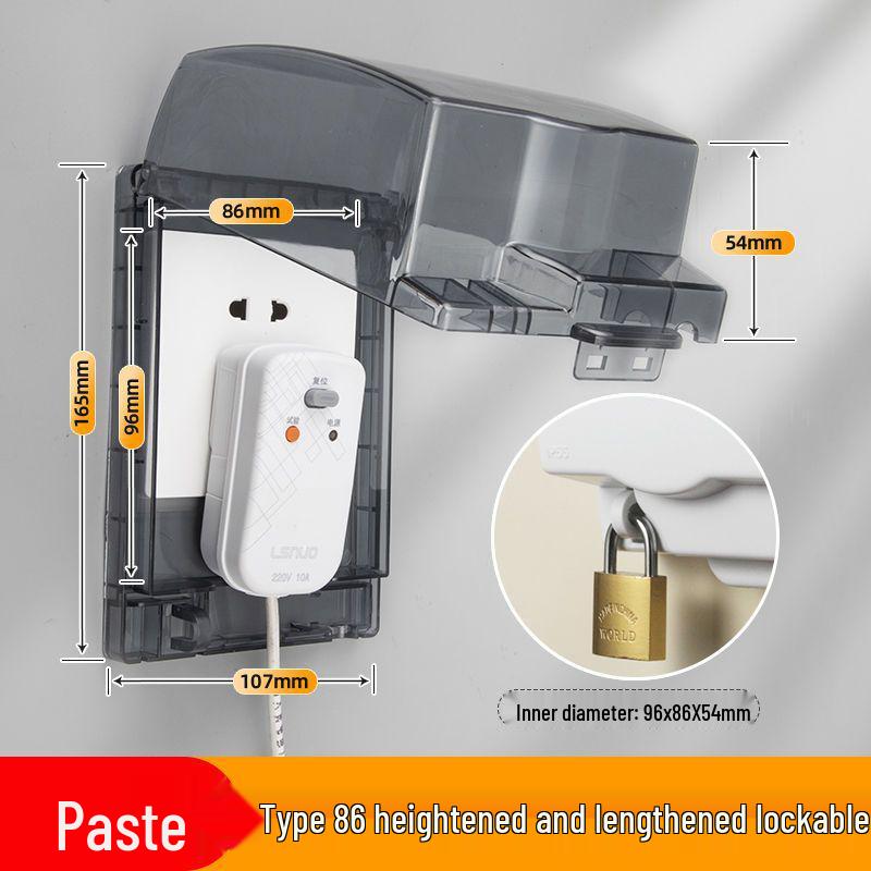 Self-Adhesive Splash-Proof Bathroom Socket Cover for 86 Type Switch