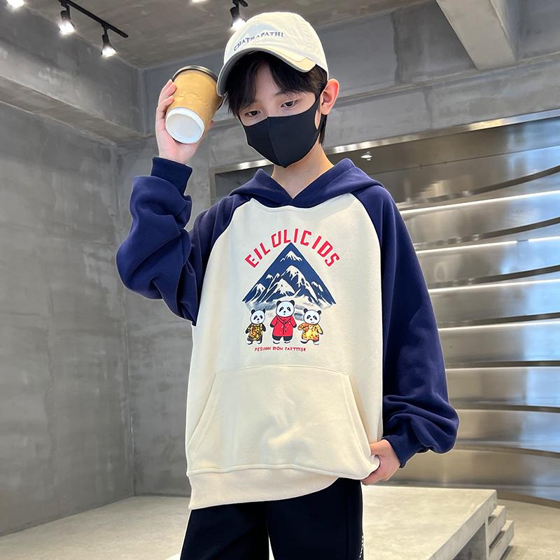 Boys' hoodie, spring and autumn hooded, children's boys' trendy coat, Korean version sports loose and trendy casual clothes top
