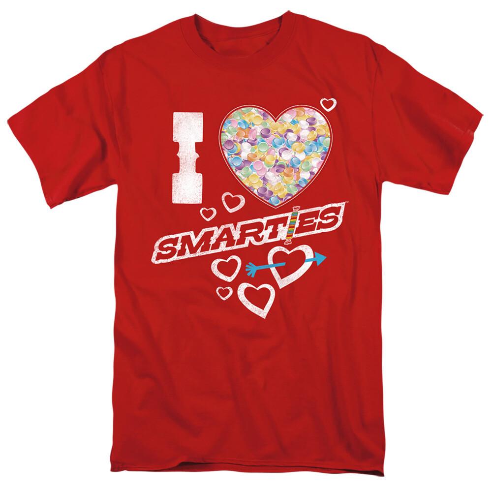 Smarties I Heart Smarties T Shirt Mens Licensed Sweet Tangy Candy Roll Red S