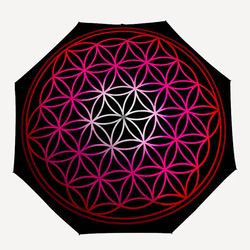 Flower of Life Mandala Decorative StickerUmbrella, Portable 3-Fold Umbrella for Men & Women,Christmas Gift ES69