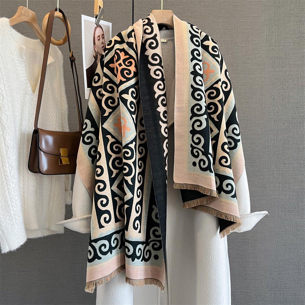 Luxury Winter Cashmere Scarf Women Print Shawl Wrap Soft Pareo Elegant Poncho Femal Thick Warm Blanket Echarpe Pashmina