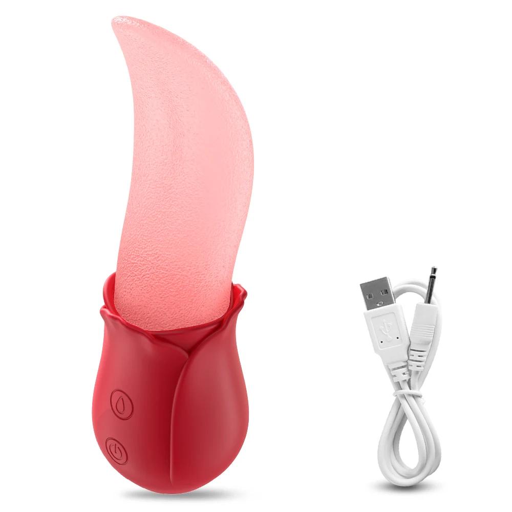 Powerful Realistic Tongue Licking Vibrator Female Clitoral Nipples Anal Stimulator Vibrator Sex Toys for Women Adults