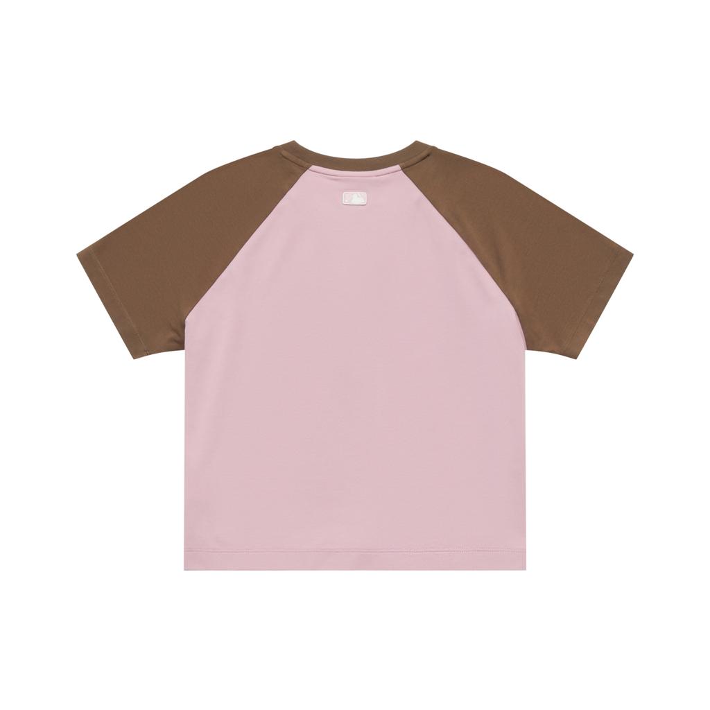 New MLB Preppy Style Collection Boston Red Sox SS25 Raglan Sleeve T Shirt Women's Pink 3FTSV0853-43PPM