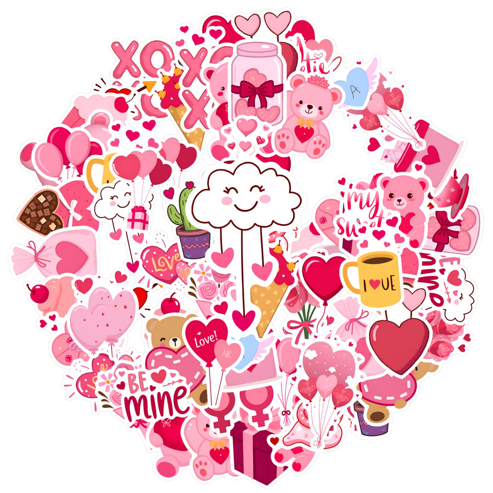 

35pcs-50pcs Playful Hearts Stickers Cartoon Valentine Stationery Stickers Stickers For DIY Phone Laptop Scrapbook Bike