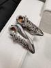 High Quality Pointed Toe Women's Sneakers Fashion Silver Splicing Casual Shoes Designer Soft Sole Shock Absorption Platform Shoe