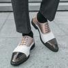 Men's Causal Shoes Color Matching Lace-up Leather Dress Business Office Flats Men Wedding Party Oxfords Big Sizes 38-48
