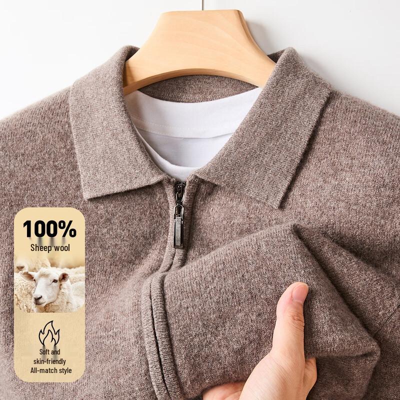 Goldene Chrysantheme Herren Reiner Wolle Full-Zip Strickjacke