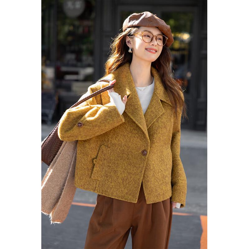 MokaNa Women's Elegant Winter Wool Blend Short Coat