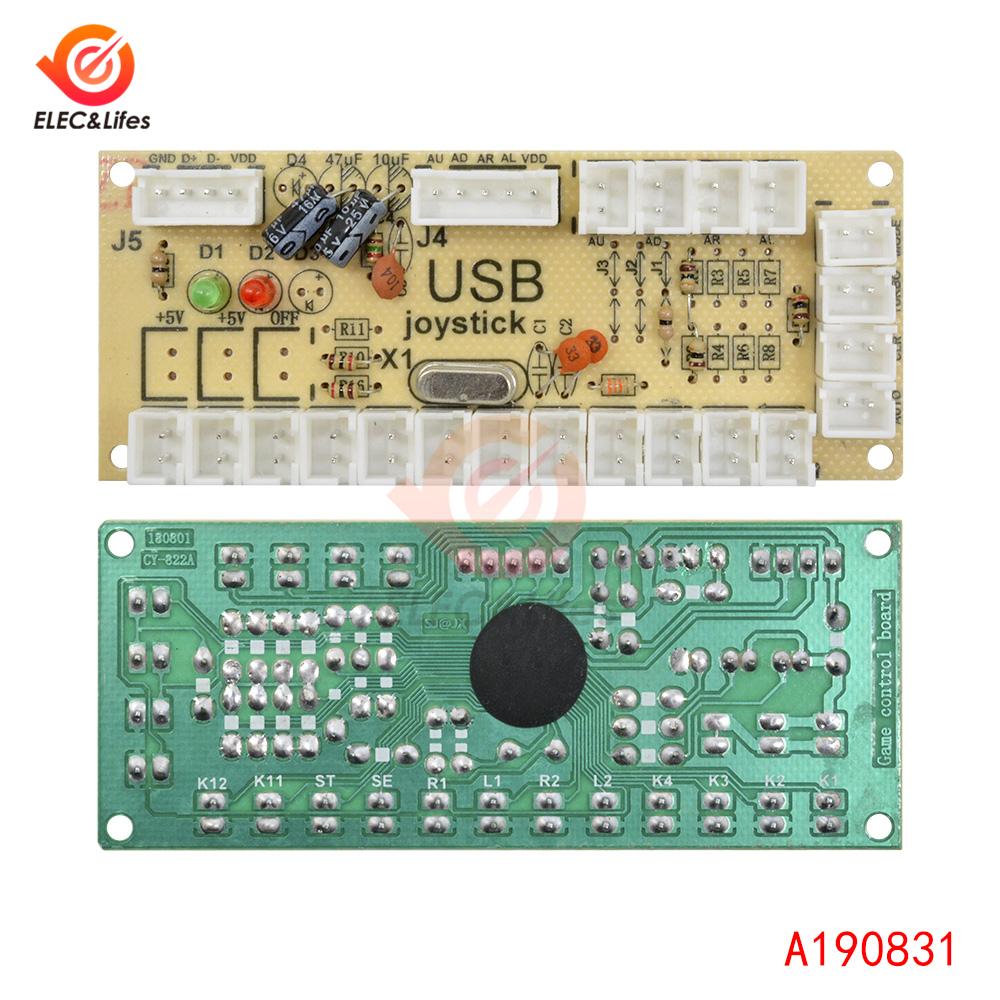 DIY Zero Delay Arcade USB Encoder PC to Joystick Arcade Rocker Circuit Board Control Module for MAME 1Pin with Cable Push Button