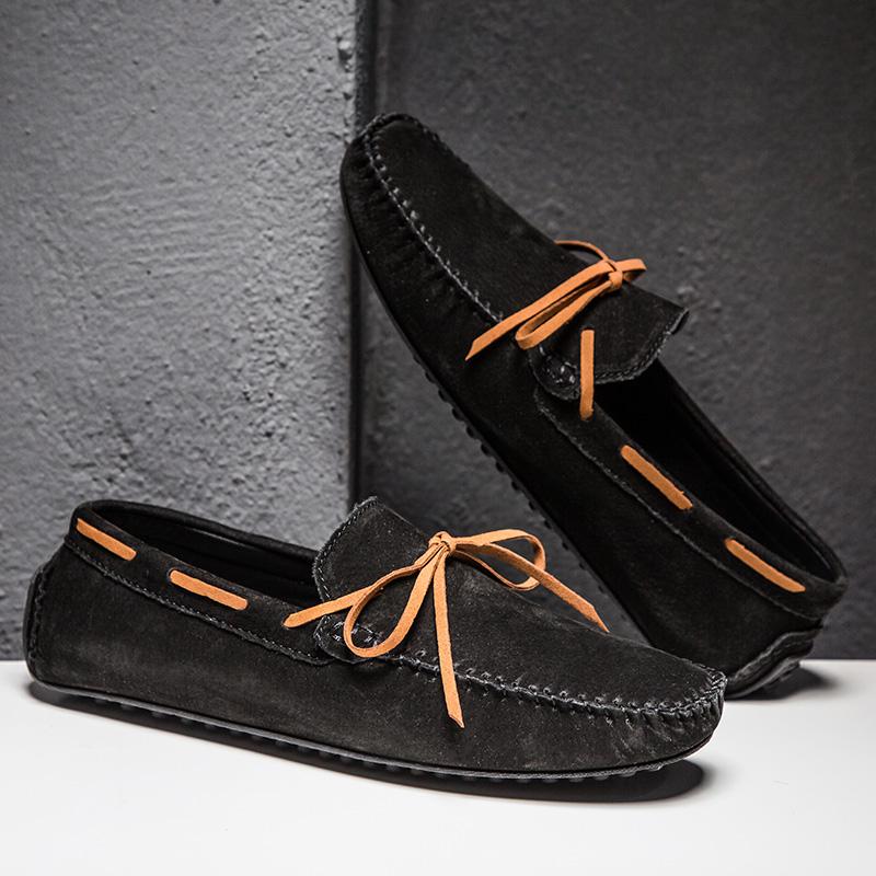 Fashion Solid color comfortable round-toed fringed perforated breathable and anti-slip men's casual loafers lazy shoe flat shoes