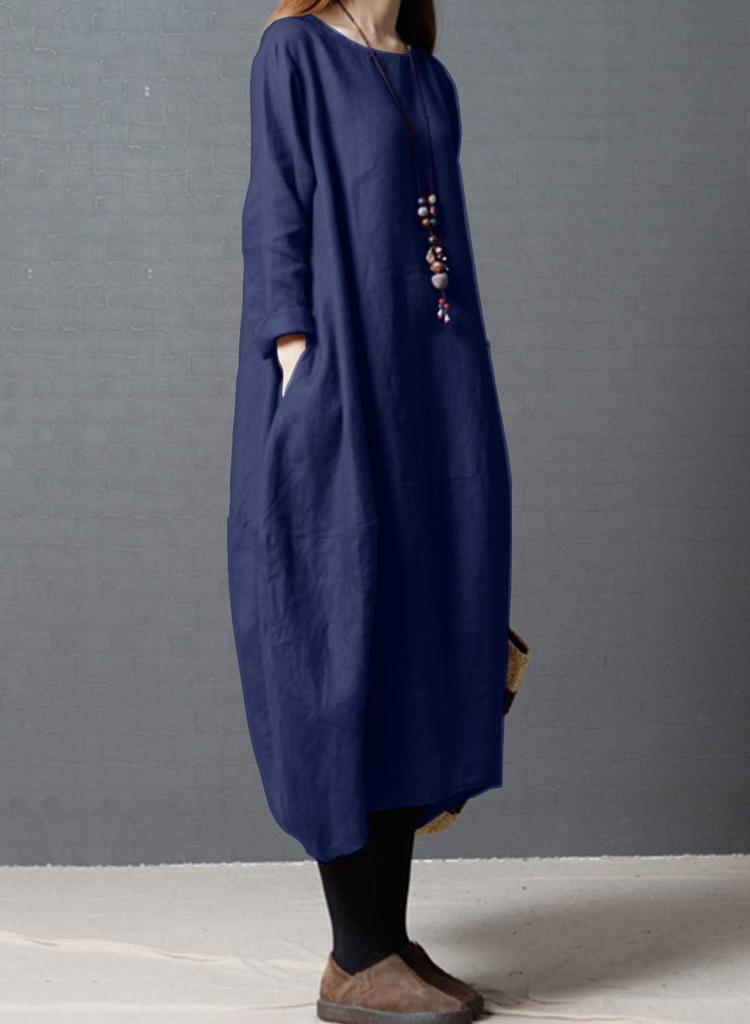 JINJUDUO Long Long Thin Cotton Linen Slimming Tunic Maxi Loose Solid Figure Plus Clothing Women's Dress, Summer, Sleeve, Dress, Length, Fit, Color,