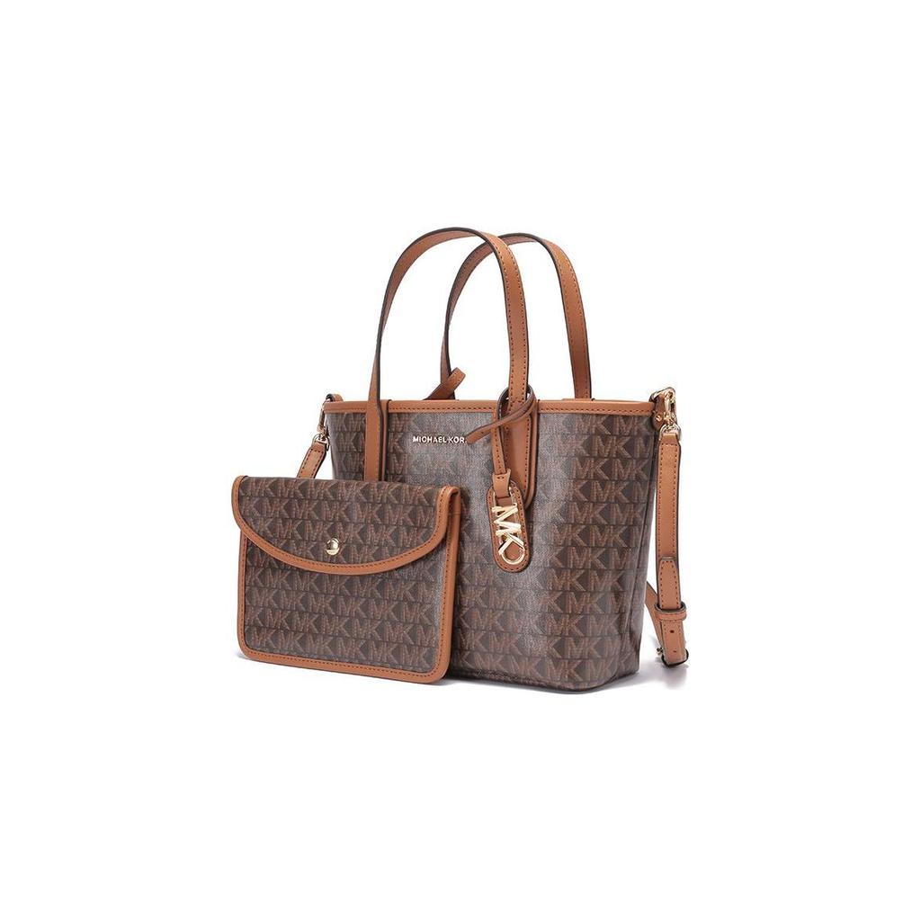 Michael Kors Eliza Series Monogram Leather Tote Bag Women Tote Bags Dark-Brown 30S3GZAT0V-BRN-ACORN