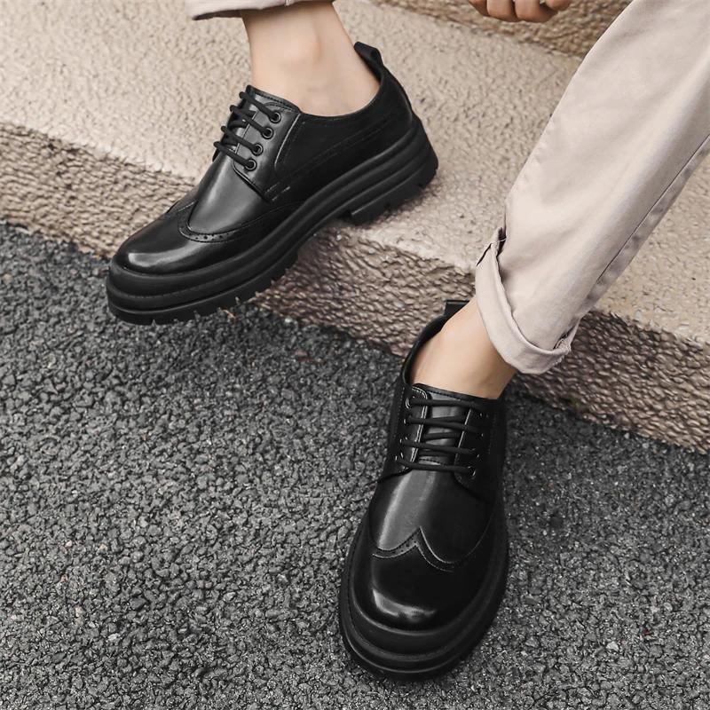 Mens Oxfords Shoes Lace Up High Quality Leather Lace Up Formal Oxfords Footwear Loafers Driving Party Dating Business Work Shoes