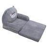 Kids Sofa Cartoon Gray Dog Style Foldable Wide Handle Soft Breathable Toddler Chair for Reading Relaxing Sleeping