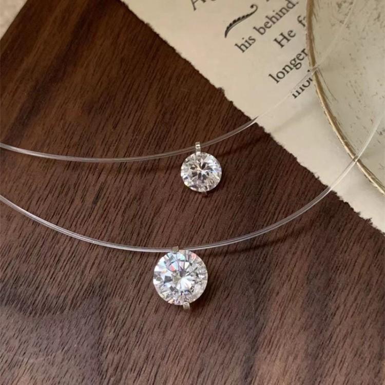 Zircon Round Pendant Necklace Women's Simple Clavicle Chain Temperament Necklace