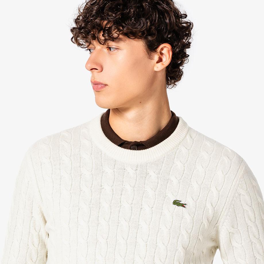 [Lacoste] Men's Cable Crew Neck Pullover AH816E-55NXFJ