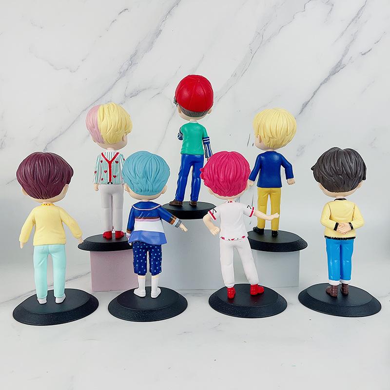 Kawaii Bangtan Boys PVC Figure Toys Groups A.R.M.Y Dolls Gift for Fans Girls