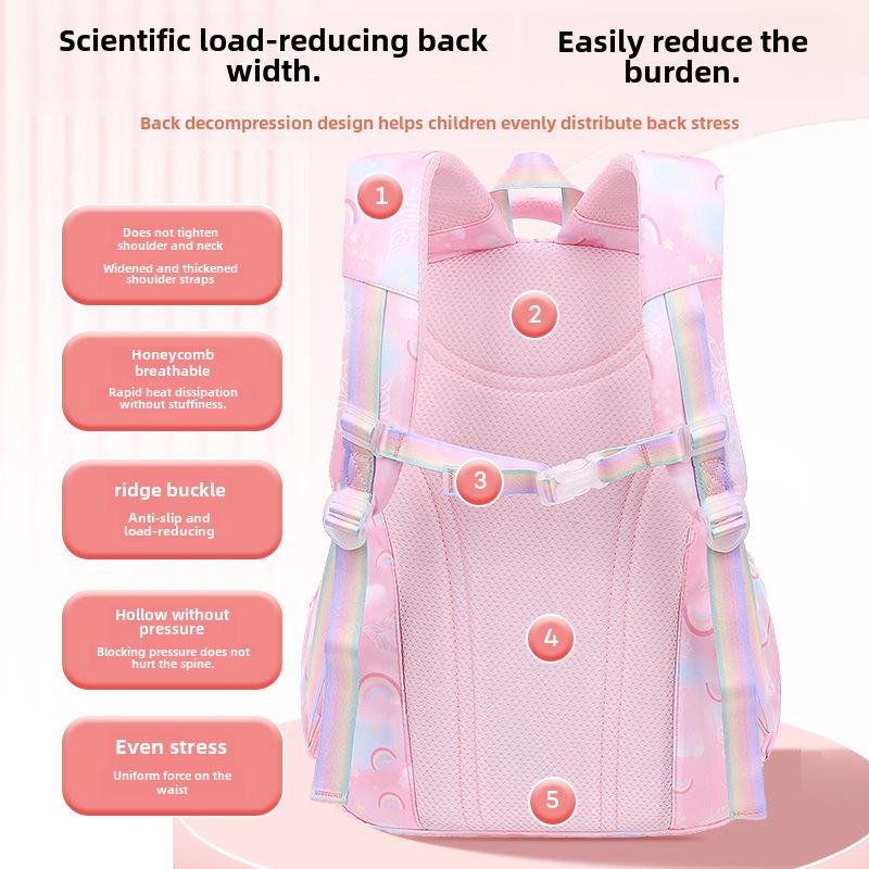 2023 Waterproof Lightweight Backpack for Girls, Ages 1-6, with Spine Protection, Large Capacity